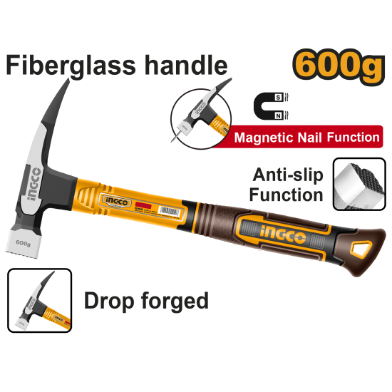 Молоток кровельщика 600 г (6/18) INGCO HCH81060