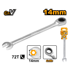 Ключ комбинированный трещоточный 14 мм (10/120) INGCO HCSPAR141 INDUSTRIAL Ключ комбинированный трещоточный 14 мм (10/120) INGCO HCSPAR141 INDUSTRIAL