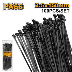 Стяжки нейлоновые черные 2.5х150 мм (200/400) INGCO HCTB15025 Стяжки нейлоновые черные 2.5х150 мм (200/400) INGCO HCTB15025