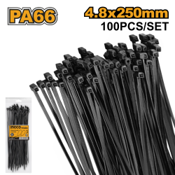 Стяжки нейлоновые черные 4.8х250 мм INGCO HCTB25048 Стяжки нейлоновые черные 4.8х250 мм INGCO HCTB25048