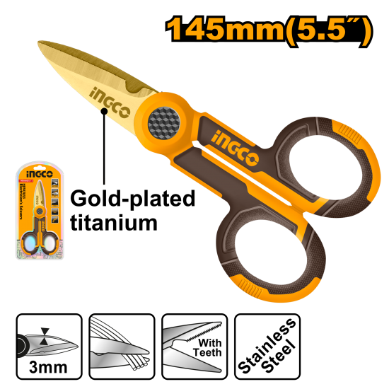 Ножницы универсальные 145 мм (25/100) INGCO HES02855