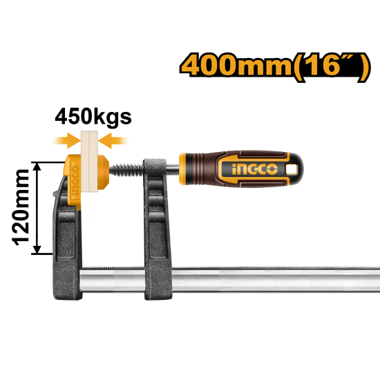 Струбцина F-образная 120Х400 мм (6) INGCO HFC021204 INDUSTRIAL Струбцина F-образная 120Х400 мм (6) INGCO HFC021204 INDUSTRIAL