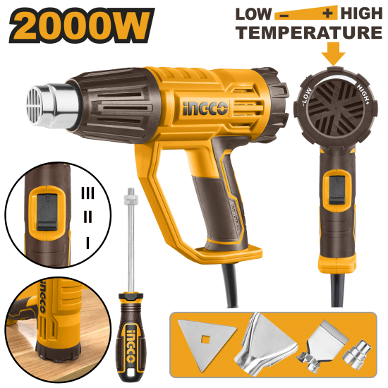 Фен строительный 2000 Вт INGCO HG200047 INDUSTRIAL