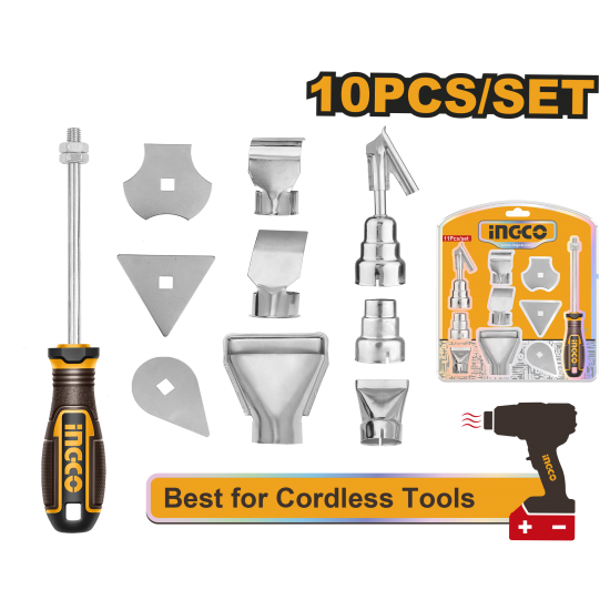Набор оснастки для фена 10 шт (30) INGCO HGA0131 INDUSTRIAL Набор оснастки для фена 10 шт (30) INGCO HGA0131 INDUSTRIAL