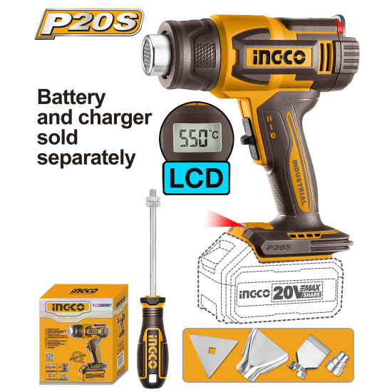 Фен аккумуляторный 20В (10) INGCO HGLI2003 INDUSTRIAL Фен аккумуляторный 20В (10) INGCO HGLI2003 INDUSTRIAL