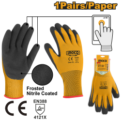 Перчатки с нитриловым матовым покрытием XL (12/120) INGCO HGNF03 Перчатки с нитриловым матовым покрытием XL (12/120) INGCO HGNF03