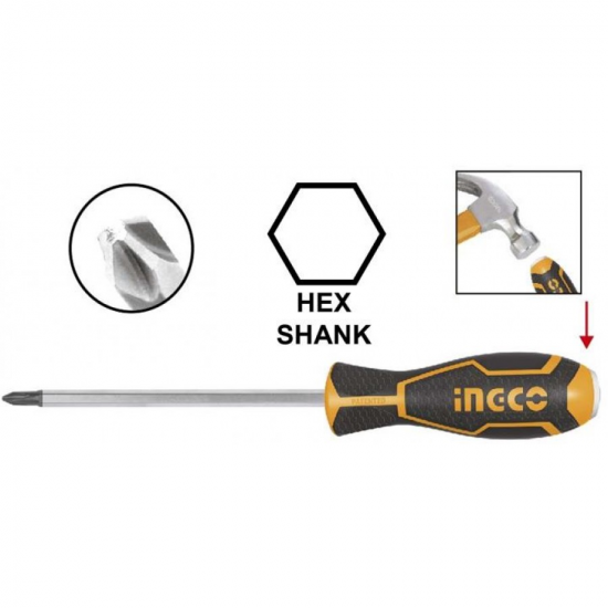 Отвертка крестовая ударная PH3 x 150 INGCO HGTSPH3150