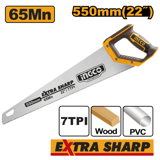 Ножовка по дереву 550 мм (6/24) INGCO HHAS08550 Ножовка по дереву 550 мм (6/24) INGCO HHAS08550