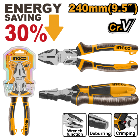 Плоскогубцы комбинированные 240 мм INGCO HHCP28240 INDUSTRIAL Плоскогубцы комбинированные 240 мм INGCO HHCP28240 INDUSTRIAL