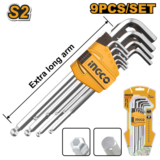 Набор шестигранных ключей 9 шт (6/48) INGCO HHK12092 INDUSTRIAL Набор шестигранных ключей 9 шт (6/48) INGCO HHK12092 INDUSTRIAL
