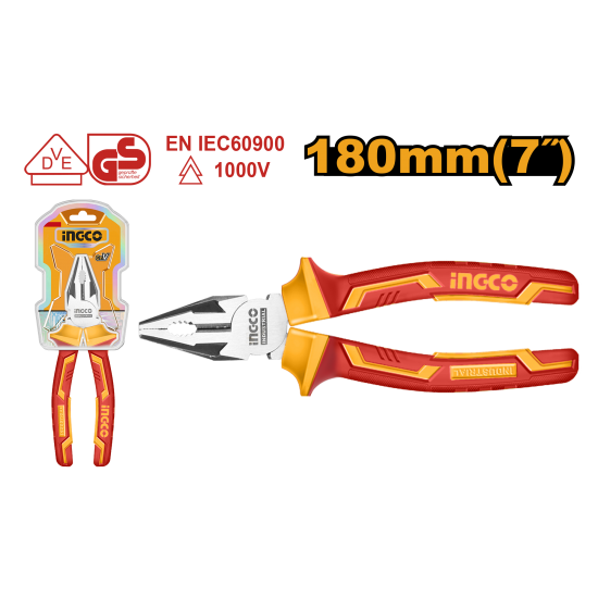 Плоскогубцы диэлектрические 180 мм (6/36) INGCO HICP28188 INDUSTRIAL Плоскогубцы диэлектрические 180 мм (6/36) INGCO HICP28188 INDUSTRIAL
