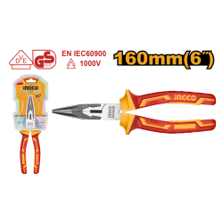 Длинногубцы диэлектрические 160 мм (6/36) INGCO HILNP28168 INDUSTRIAL