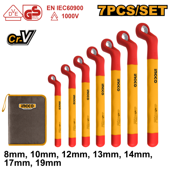 Набор диэлектрических накидных ключей 7 шт. INGCO HKISPA0702 INDUSTRIAL
