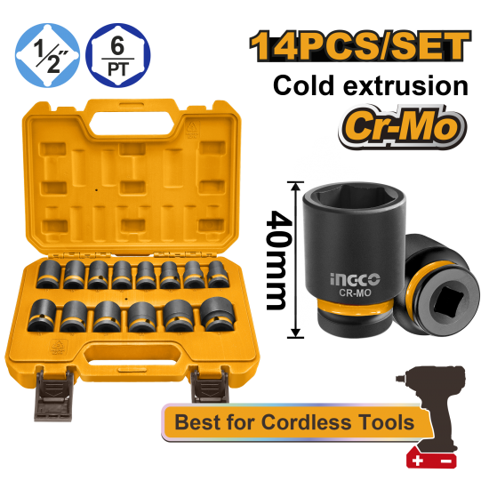 Набор ударных торцевых головок 1/2