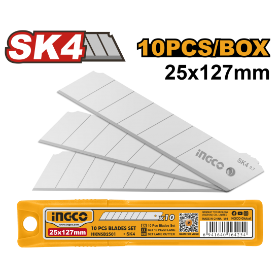Лезвия сегментные 25x127 мм (10/100) INGCO HKNSB2501 Лезвия сегментные 25x127 мм (10/100) INGCO HKNSB2501