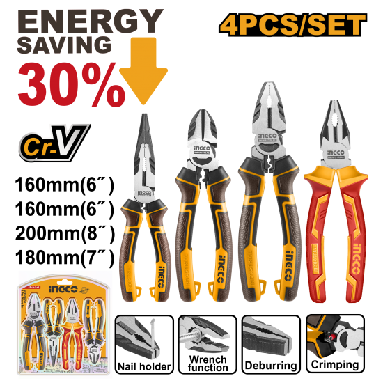 Набор плоскогубцев 4 шт. INGCO HKPS28458 INDUSTRIAL Набор плоскогубцев 4 шт. INGCO HKPS28458 INDUSTRIAL