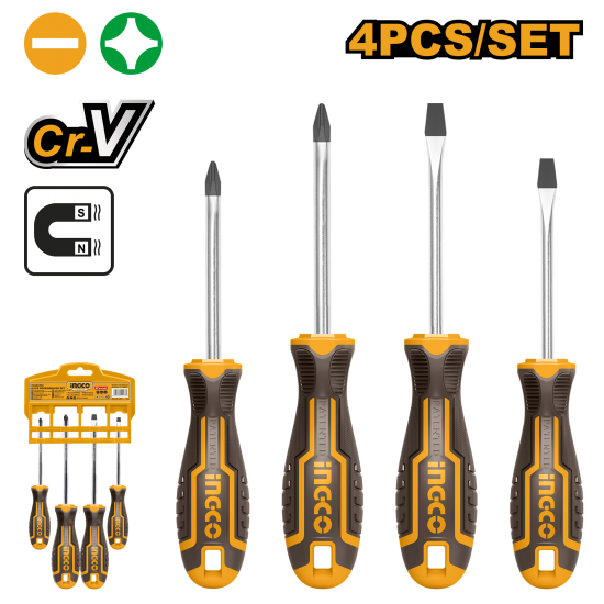 Набор отвëрток 4 шт (10/30) INGCO HKSD0428 Набор отвëрток 4 шт (10/30) INGCO HKSD0428