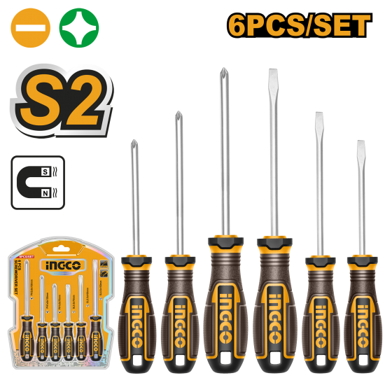 Набор отверток 6 шт (5/20) INGCO HKSDS0628 INDUSTRIAL Набор отверток 6 шт (5/20) INGCO HKSDS0628 INDUSTRIAL