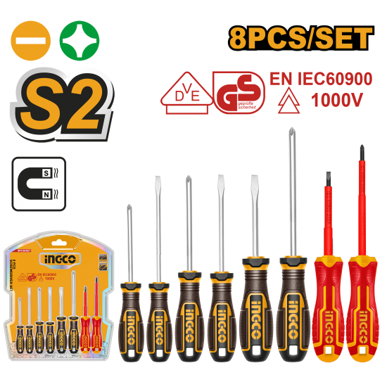 Набор отверток 8 шт (5/20) INGCO HKSDS0838 INDUSTRIAL