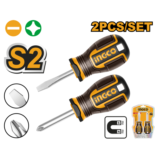 Набор отверток 38 мм PH2+SL6.5 (12/72) INGCO HKSDS2228 INDUSTRIAL