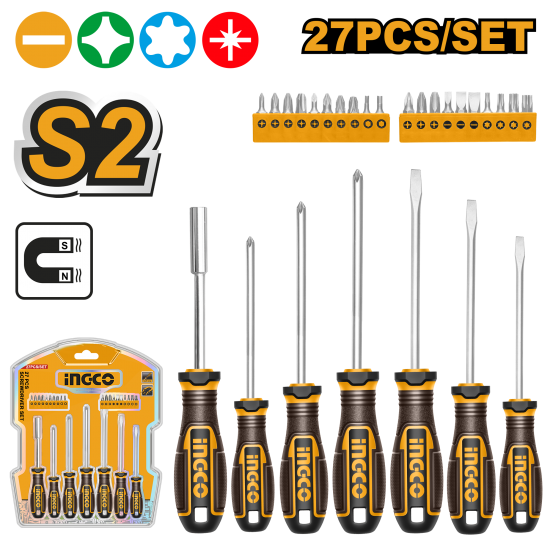 Набор отверток и бит 27 шт (5/20) INGCO HKSDS2728 INDUSTRIAL