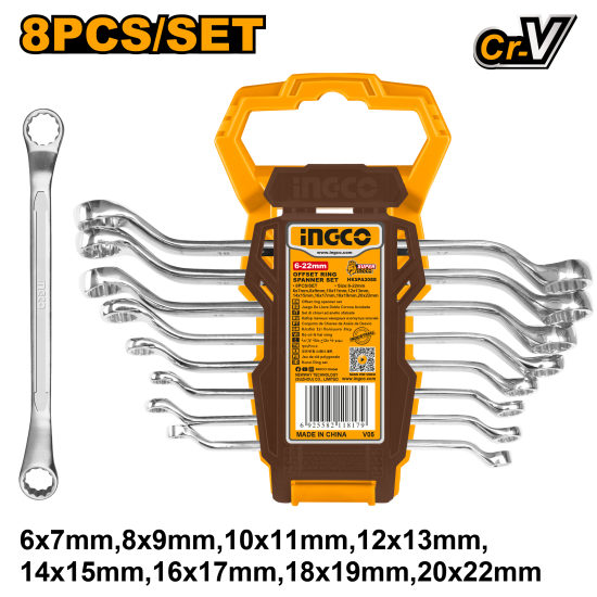 Набор накидных изогнутых гаечных ключей 8 шт (5/10) INGCO HKSPA3088 Набор накидных изогнутых гаечных ключей 8 шт (5/10) INGCO HKSPA3088