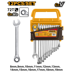 Набор комбинированных ключей с трещоткой 12 шт 8-19 мм (4/8) INGCO HKSPAR1122 INDUSTRIAL Набор комбинированных ключей с трещоткой 12 шт 8-19 мм (4/8) INGCO HKSPAR1122 INDUSTRIAL