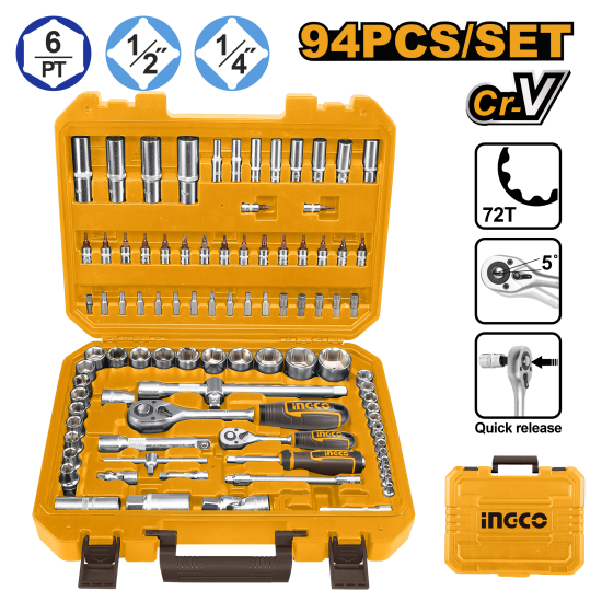Набор головок с трещоткой 94 предмета (2) INGCO HKTS42941 INDUSTRIAL Набор головок с трещоткой 94 предмета (2) INGCO HKTS42941 INDUSTRIAL