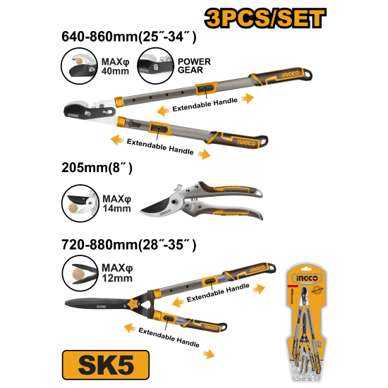 Набор садовых ножниц 3 шт (6) INGCO HLT93301 INDUSTRIAL Набор садовых ножниц 3 шт (6) INGCO HLT93301 INDUSTRIAL