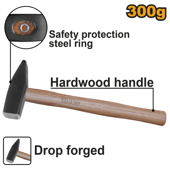 Молоток слесарный 300 g INGCO HMH040300