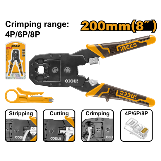 Клещи для обжима 200 мм INGCO HMPC1468P Клещи для обжима 200 мм INGCO HMPC1468P