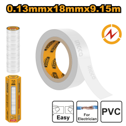 Лента изоляционная белая ПВХ (10/300) INGCO HPET1108 Лента изоляционная белая ПВХ (10/300) INGCO HPET1108