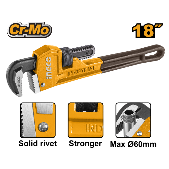 Ключ гаечный разводной 450 мм (2/10) INGCO HPW0818