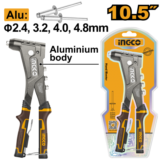 Заклепочник 260 мм (6/24) INGCO HR105 INDUSTRIAL Заклепочник 260 мм (6/24) INGCO HR105 INDUSTRIAL