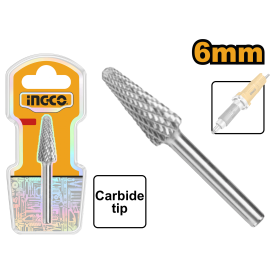 Борфреза из карбида вольфрама 6 мм (100/200) INGCO HRRC0603 INDUSTRIAL Борфреза из карбида вольфрама 6 мм (100/200) INGCO HRRC0603 INDUSTRIAL