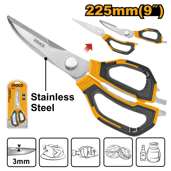 Ножницы кухонные 225 мм INGCO HSCRS822251 Ножницы кухонные 225 мм INGCO HSCRS822251