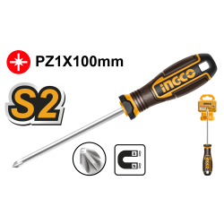 Отвертка крестовая PZ1x100 (12/144) INGCO HSDPZ1100 INDUSTRIAL
