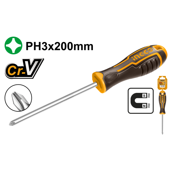 Отвертка крестовая PH3 x 200 INGCO HSDSPH3200 Отвертка крестовая PH3 x 200 INGCO HSDSPH3200