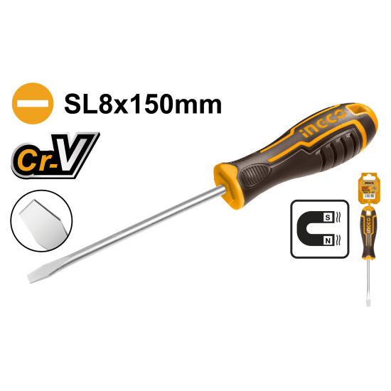 Отвертка плоская SL8 x 150 INGCO HSDSSL8150 Отвертка плоская SL8 x 150 INGCO HSDSSL8150