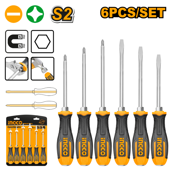 Набор ударных отверток 6 шт. INGCO HSGT680608 INDUSTRIAL