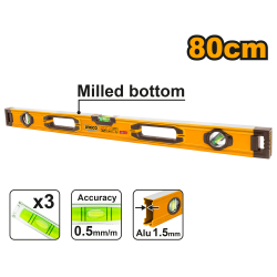 Уровень пузырьковый 80 см INGCO HSL08080 INDUSTRIAL Уровень пузырьковый 80 см INGCO HSL08080 INDUSTRIAL