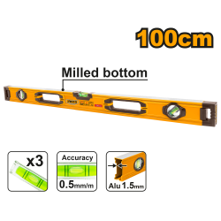 Уровень пузырьковый 100 см INGCO HSL08100 INDUSTRIAL Уровень пузырьковый 100 см INGCO HSL08100 INDUSTRIAL