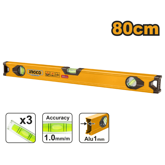 Уровень пузырьковый 80 см INGCO HSL18080 Уровень пузырьковый 80 см INGCO HSL18080