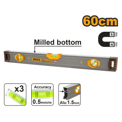 Уровень пузырьковый магнитный 60 см INGCO HSL38060M INDUSTRIAL