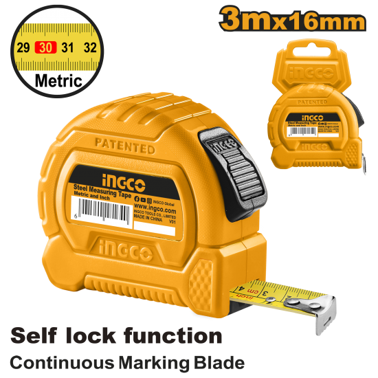 Рулетка 3х16 мм (12/60) INGCO HSMT27316-1