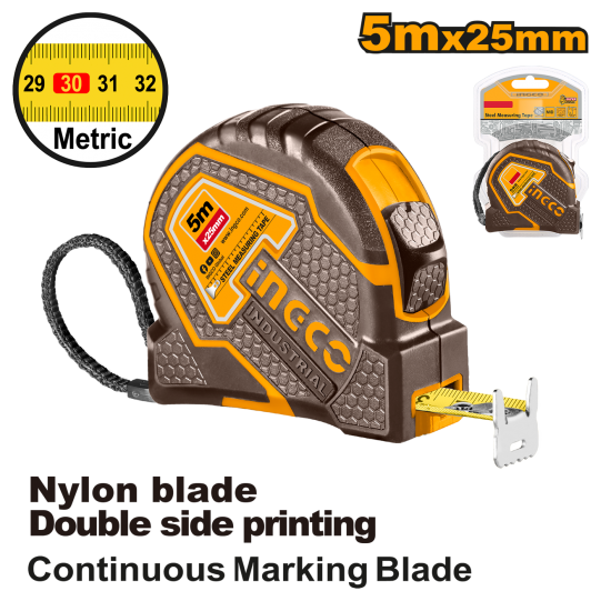 Рулетка 5 х 25 мм INGCO HSMT8805.1 INDUSTRIAL