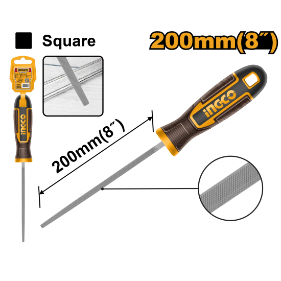 Напильник квадратный по металлу 200 мм INGCO HSSF088 INDUSTRIAL