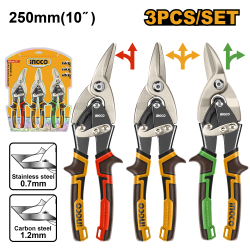 Ножницы по металлу набор 3 шт 250 мм (4/16) INGCO HTSNK0110