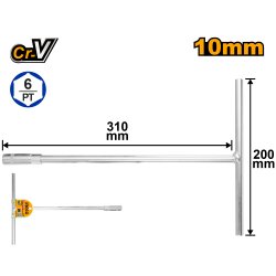 Торцевой ключ 10 мм с Т-образной ручкой INGCO HTSW1008 INDUSTRIAL