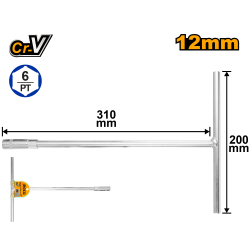 Торцевой ключ 12 мм с Т-образной ручкой INGCO HTSW1208 INDUSTRIAL